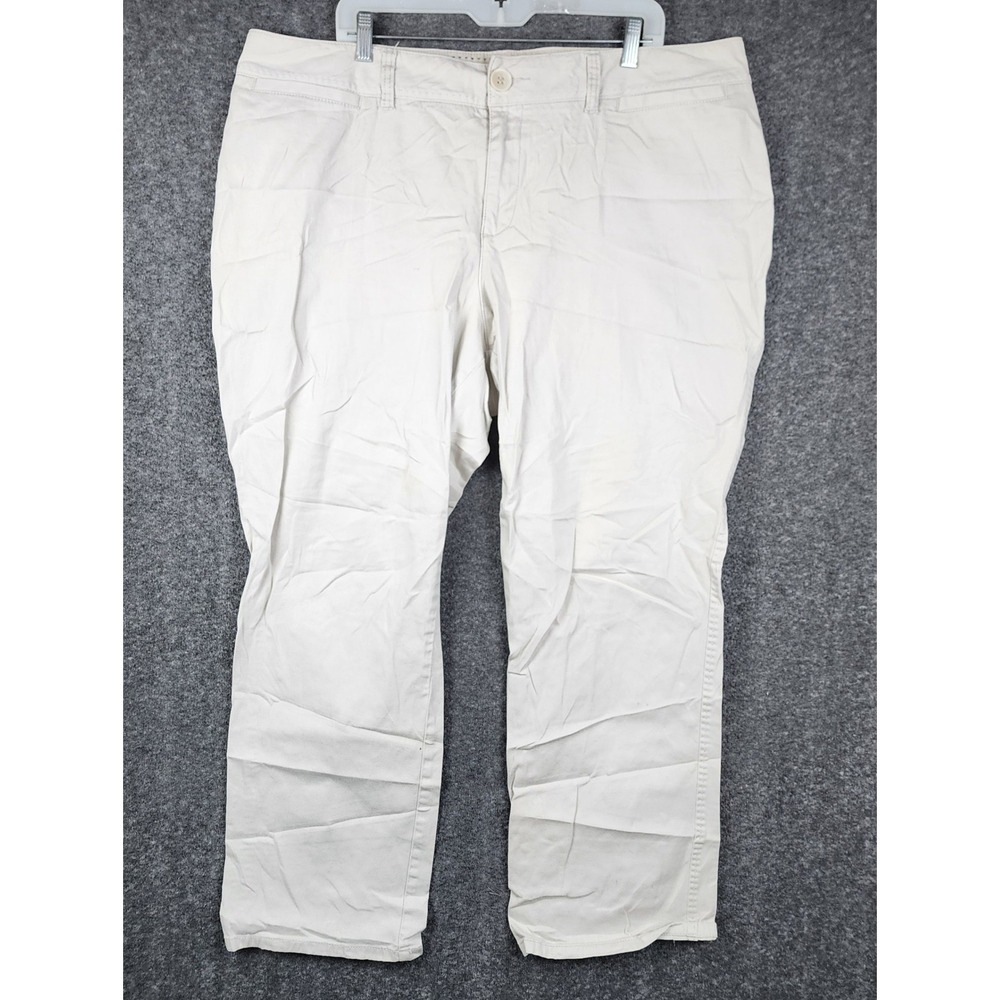 Lane‎ Bryant Trousers Women 22 Average Beige Cotton Blend Straight Leg Chino